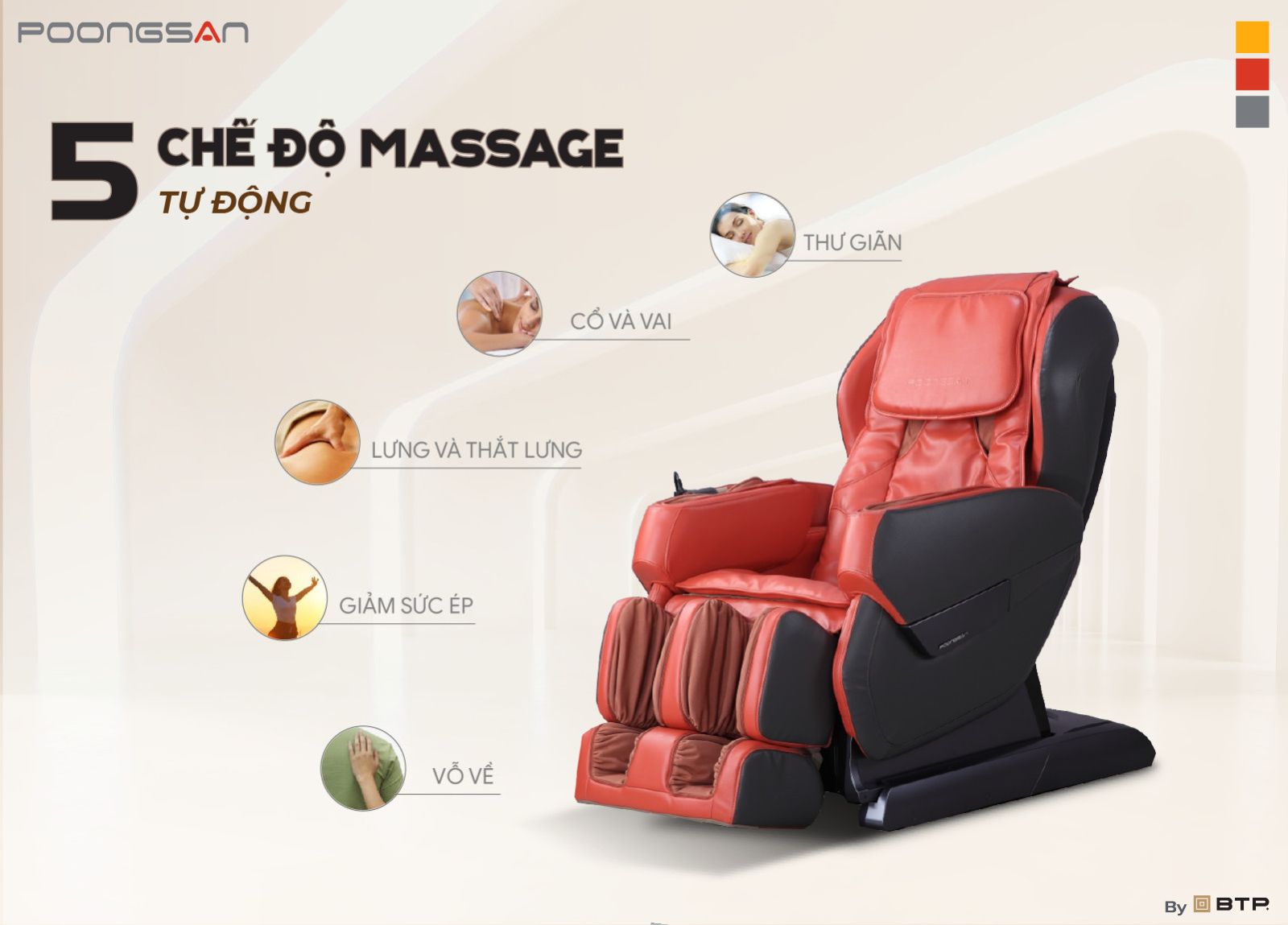 Đa dạng chế độ massage với Poongsan MCP-200
